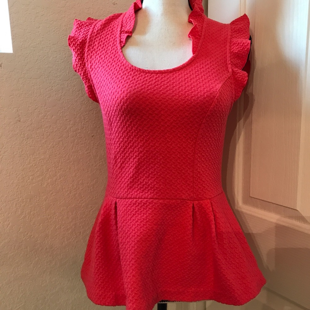 Anthropologie Red Textured Blouse